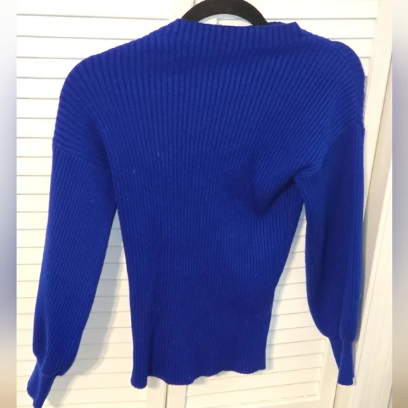 INC International Concepts Blue Ribbed Sweater Women’s Small - Picture 3 of 5